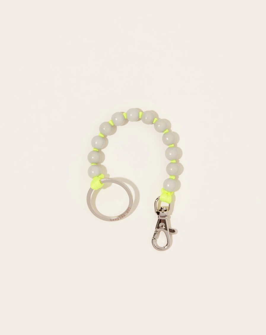 Ina Seifart Light Grey Perlen Short Keyholder with Neon Yellow Accent