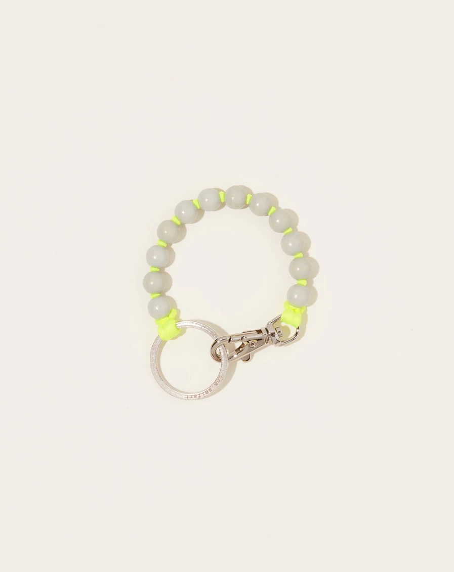 Ina Seifart Light Grey Perlen Short Keyholder with Neon Yellow Accent