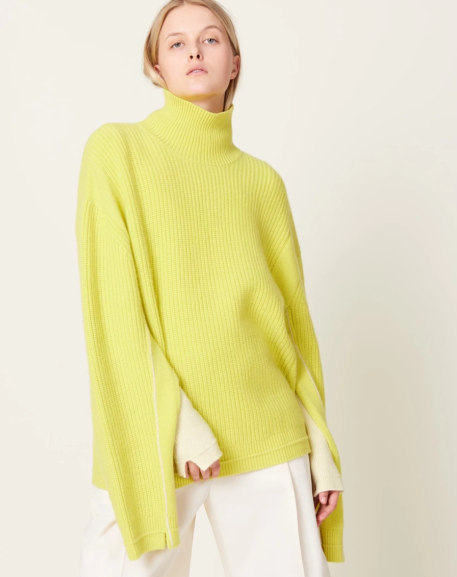 Maria McManus Oversized Turtleneck Sweater in Maize Yellow - Women's Chunky Knit Winter Pullover