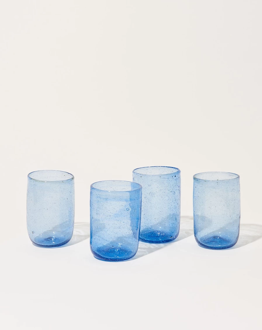Malaika Blue Glass - Handcrafted Artisanal Glassware for Home Decor