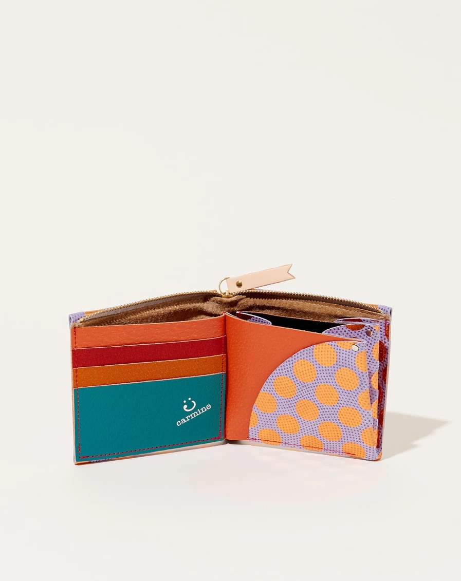 Carmine Twilight Dot Pattern Wallet - Stylish & Compact Card Holder for Everyday Use