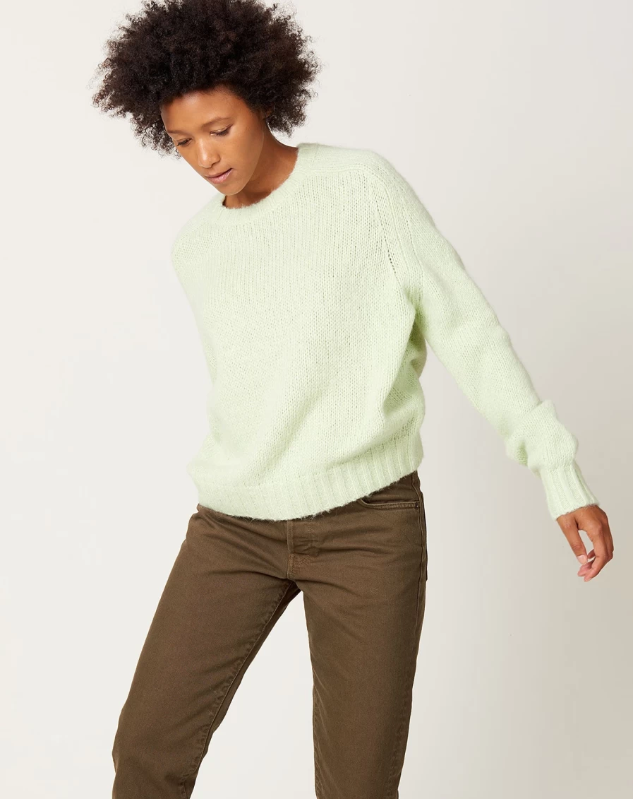 6397 Vintage Mint Green Shrunken Crewneck Sweatshirt Retro Cotton Pullover