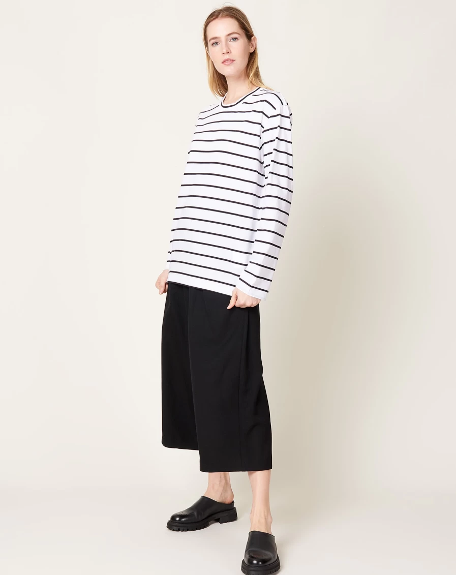 Comme des Garçons Cotton Jersey Striped T-Shirt - White & Black Classic Crewneck Tee
