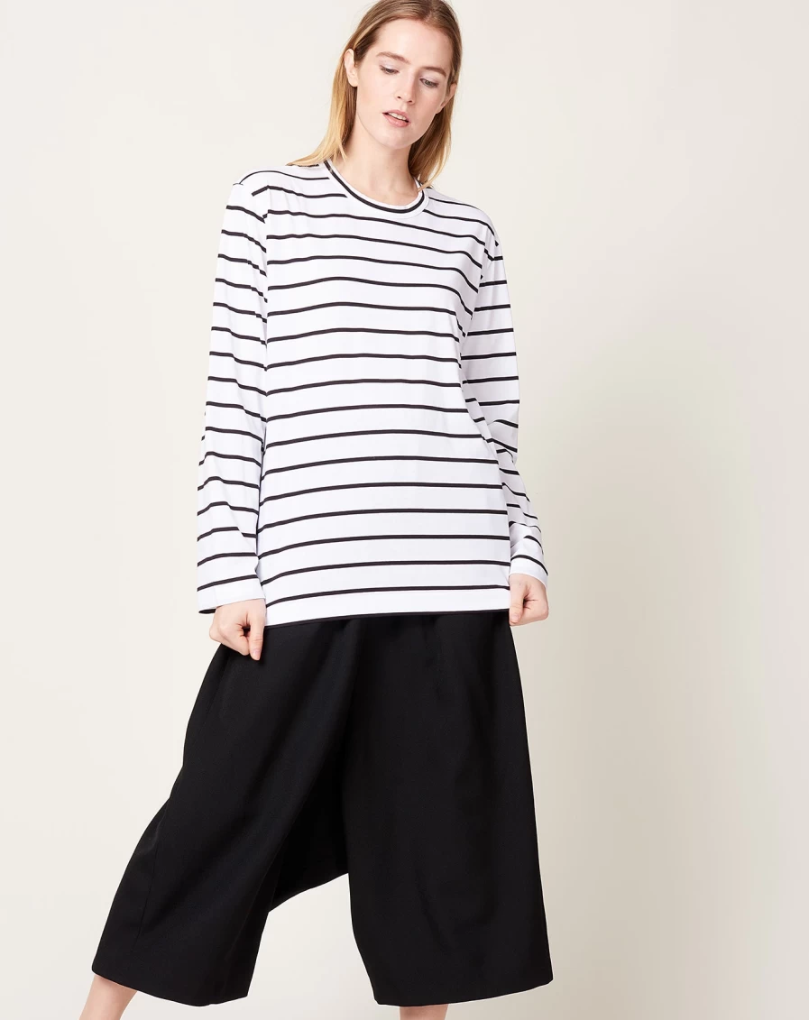 Comme des Garçons Cotton Jersey Striped T-Shirt - White & Black Classic Crewneck Tee