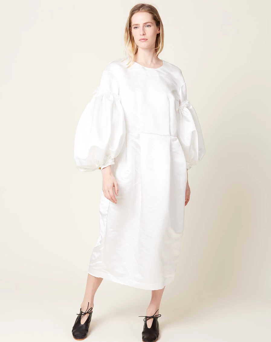 "Comme des Garçons White Satin Dress - Elegant Women's Formal Gown"