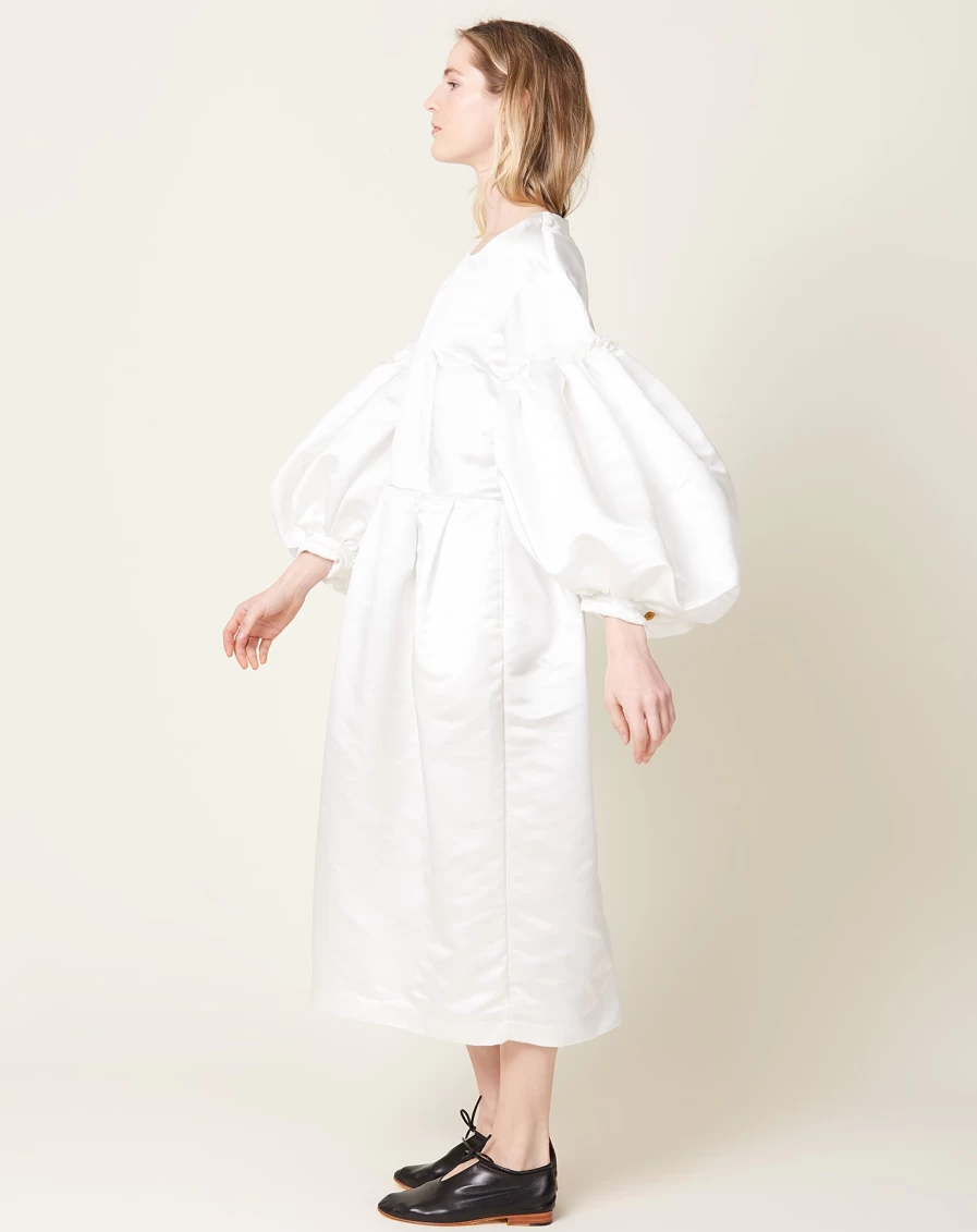 "Comme des Garçons White Satin Dress - Elegant Women's Formal Gown"