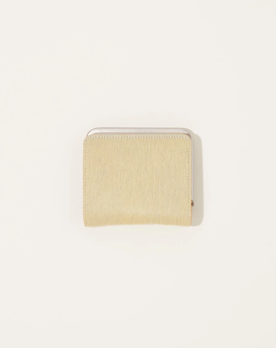 Hender Scheme Cream Yellow Hairy Snap Leather Wallet - Handcrafted Minimalist Bifold