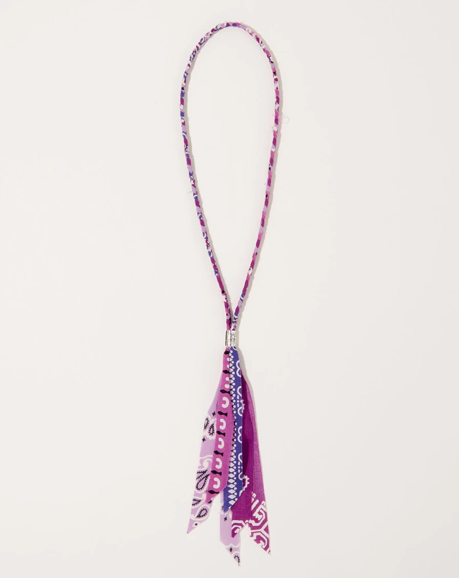 Kapital Light Purple Fringe Bandana Necklace - Bohemian Cotton Accessory