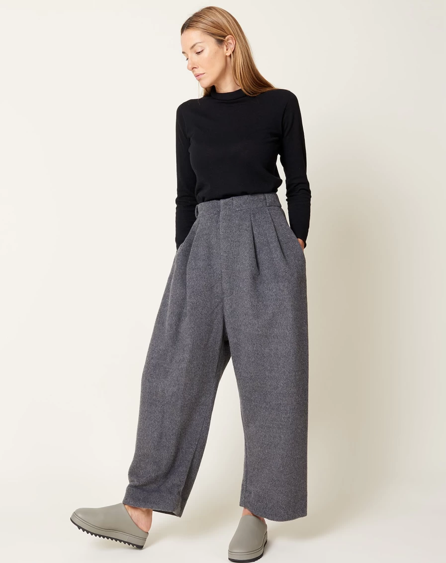 Lauren Manoogian Brushed Charcoal Wool Trousers - Premium High-Waisted Pants for Women