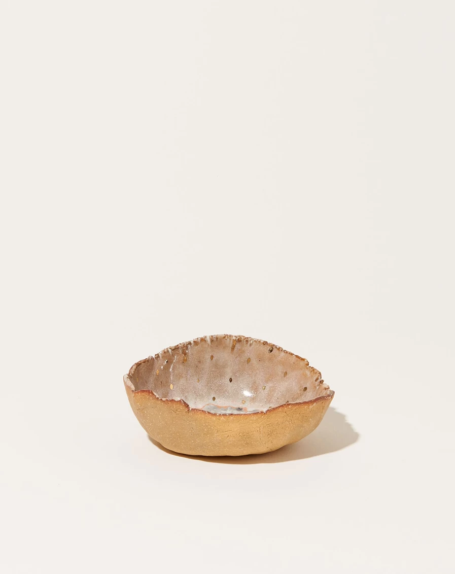 Minh Singer Mini Northern Lights Ceramic Dish with Gold Dots – Icelandic Inspired Decor