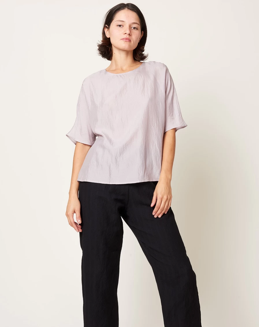 "Apuntob Pink Washed Silk Lightweight Shirt for Women"