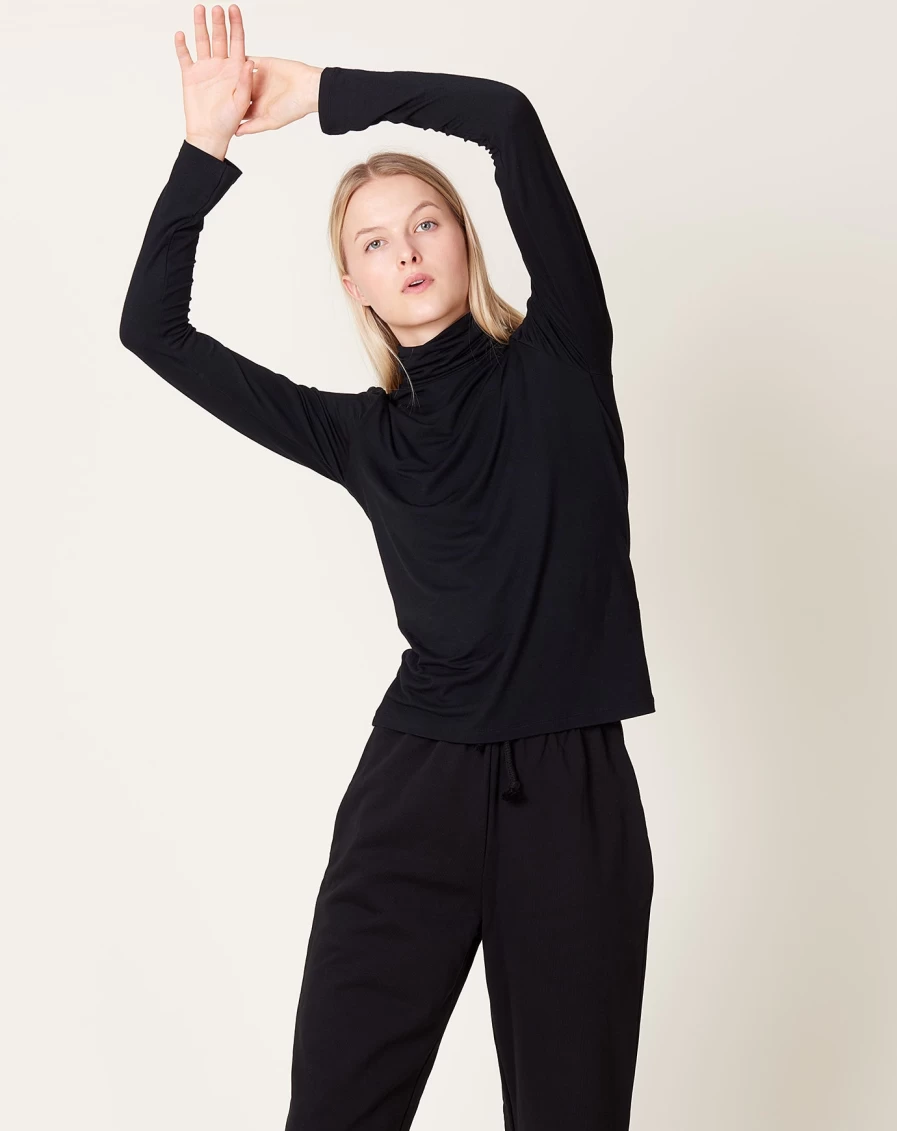 Baserange Black Turtleneck Sweater - Sustainable Cotton Women's Top