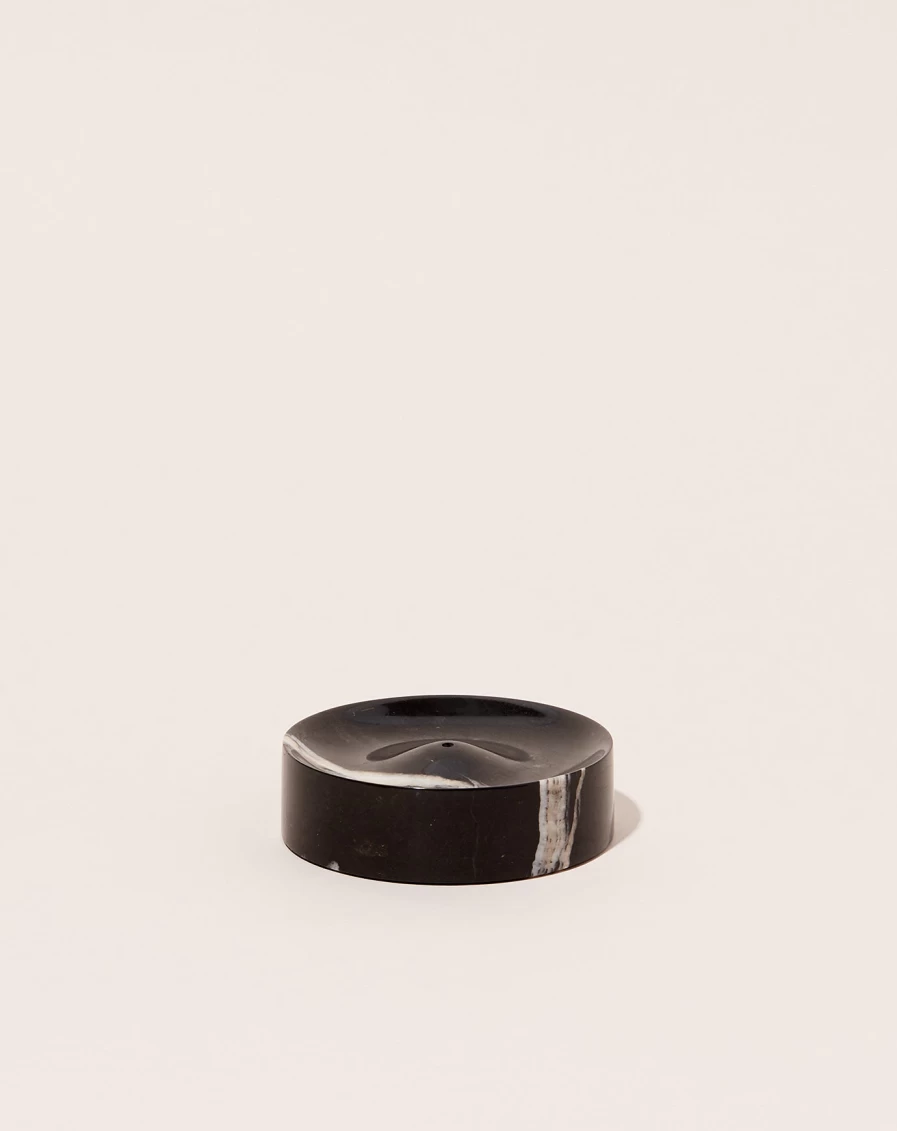 Binu Binu Black Marquina Marble Incense Holder – Elegant Stone Aromatherapy Burner