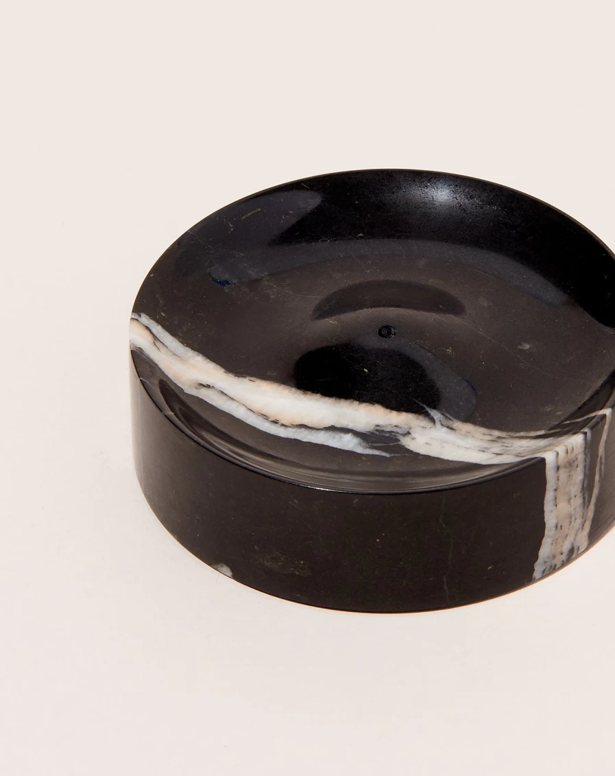 Binu Binu Black Marquina Marble Incense Holder – Elegant Stone Aromatherapy Burner