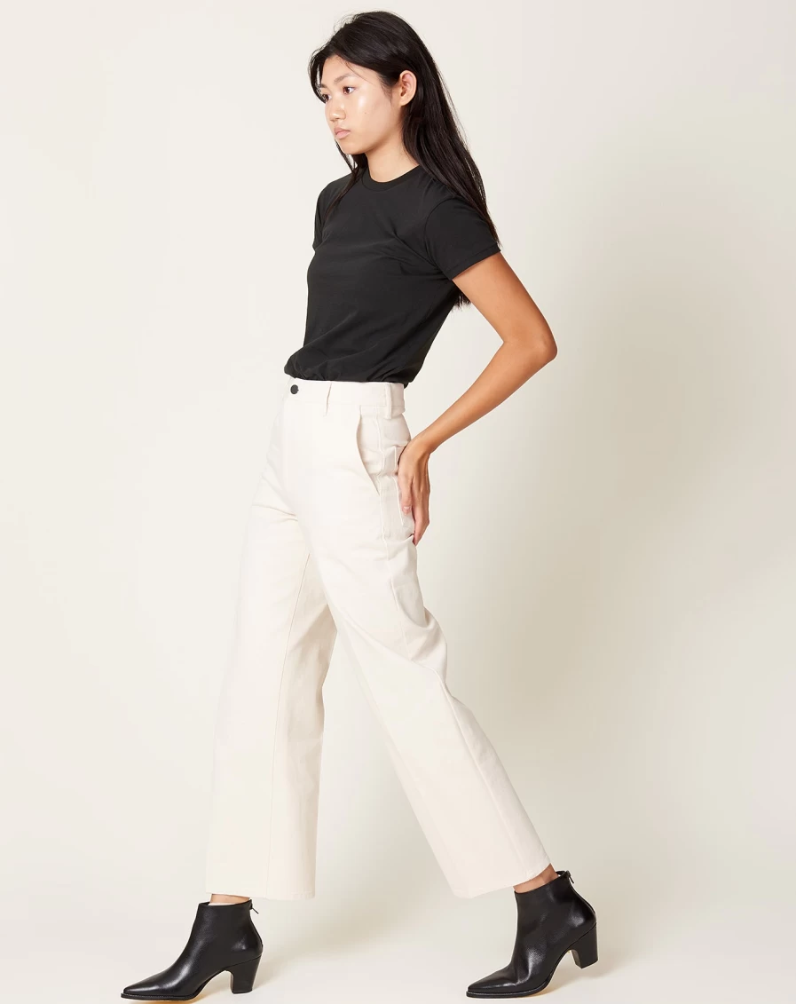 Kallmeyer Ecru Wide Leg High-Rise Column Jeans for Women - Comfortable Stretch Denim Pants