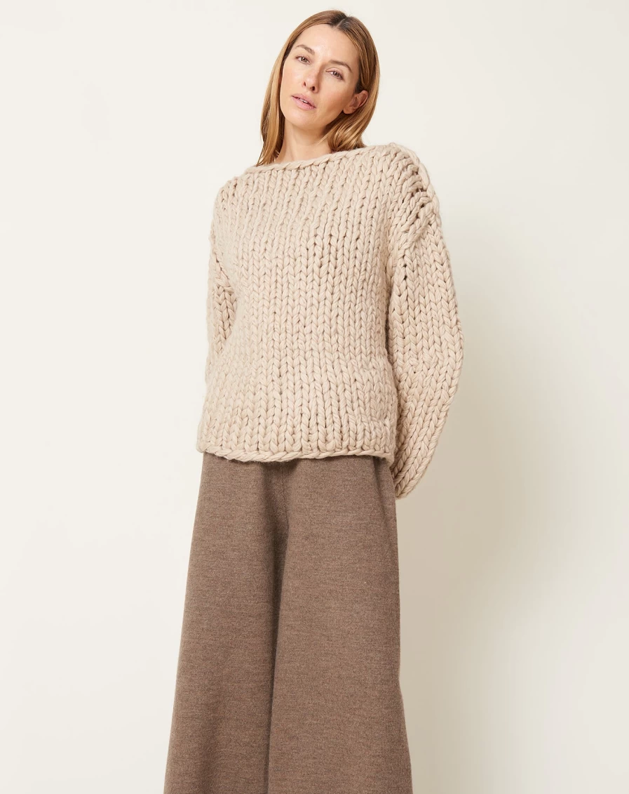 "Lauren Manoogian Handknit Chunky Wool Pullover Sweater - Antique Style"