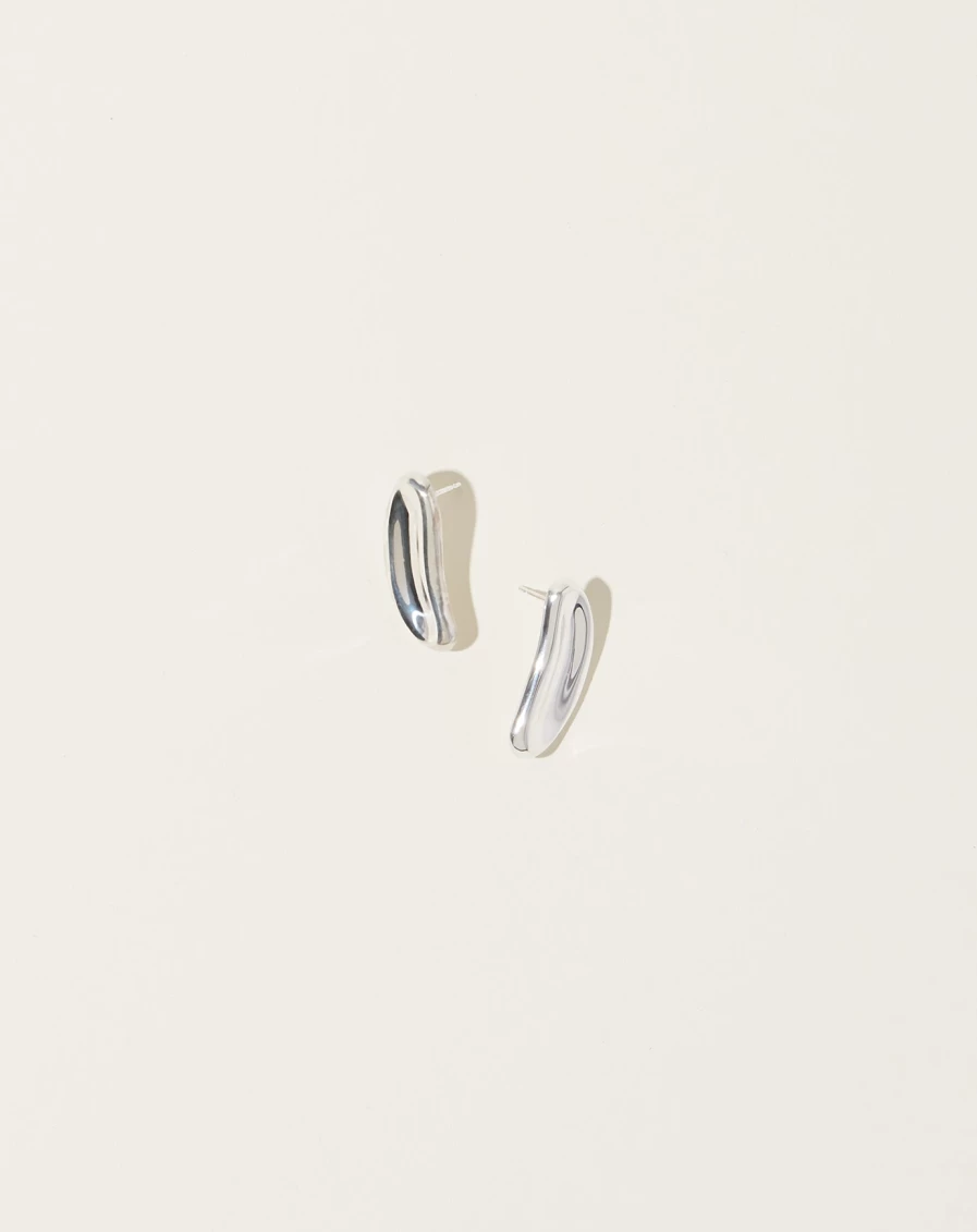 Nathalie Schreckenberg Small Fava Stud Earrings - Minimalist Gold Hoop Earrings for Women