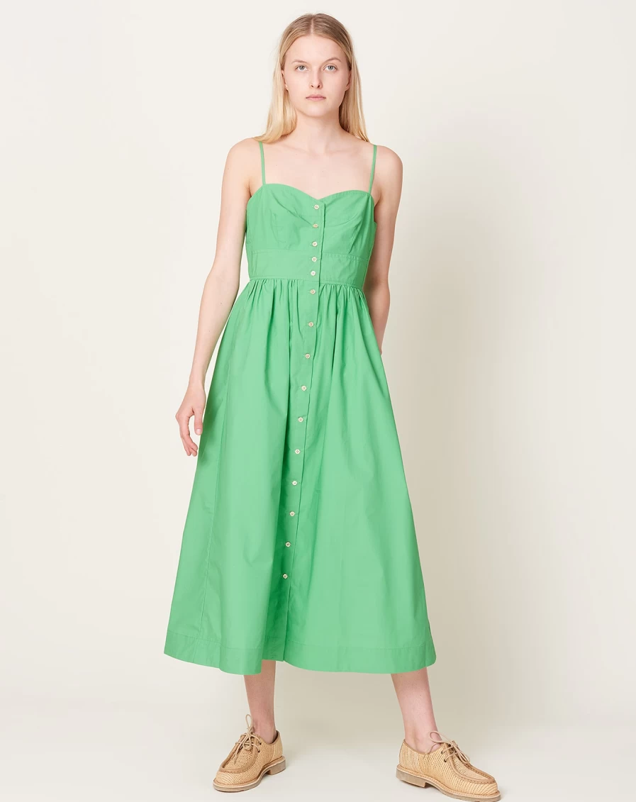 Caron Callahan Lydia Poplin Dress in Jade - Women's Elegant Summer Apparel
