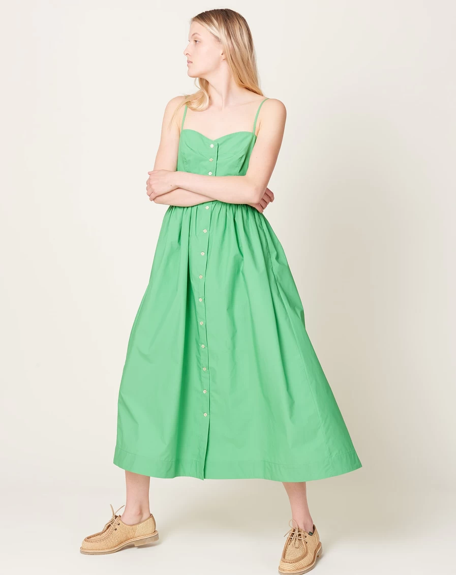 Caron Callahan Lydia Poplin Dress in Jade - Women's Elegant Summer Apparel