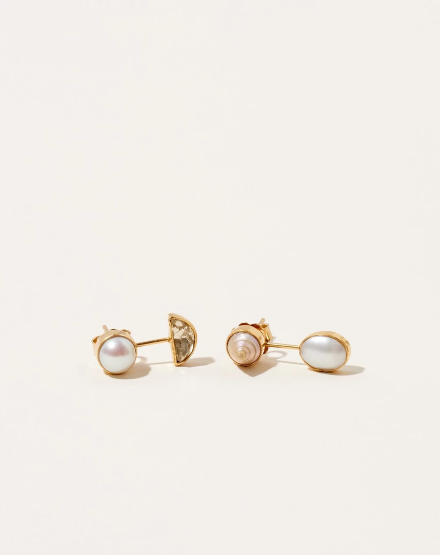 Grainne Morton Detachable Pearl and Shell Drop Earrings - Handmade Bohemian Jewelry