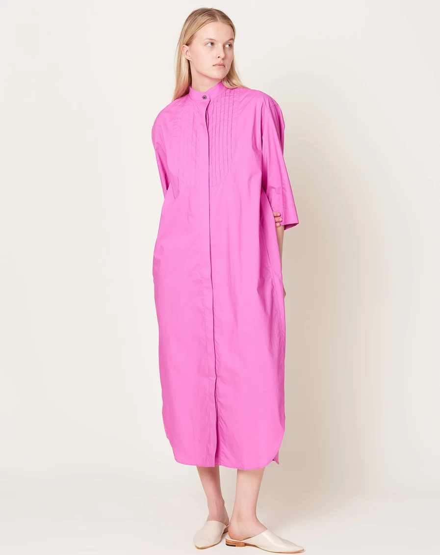 Maria McManus Fuschia Pink Banded Collar Dress - Elegant Women's Fashion