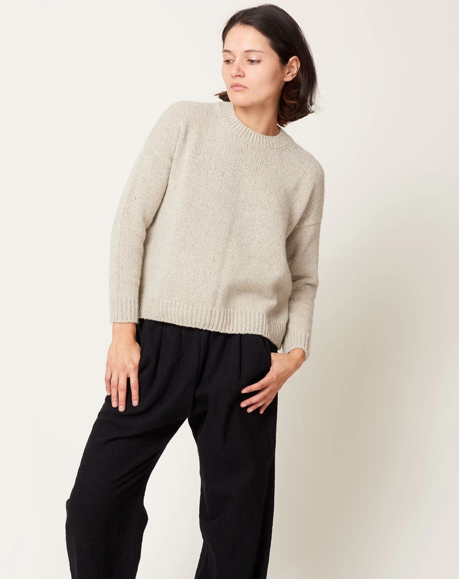 "Evam Eva Ivory Cashmere Sable Sweater Women's Luxury Pullover"