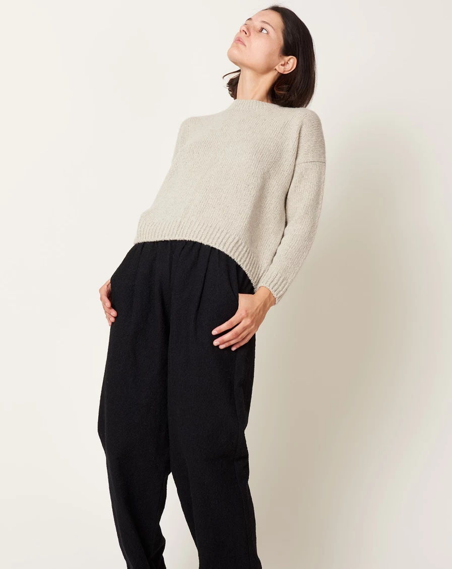 "Evam Eva Ivory Cashmere Sable Sweater Women's Luxury Pullover"