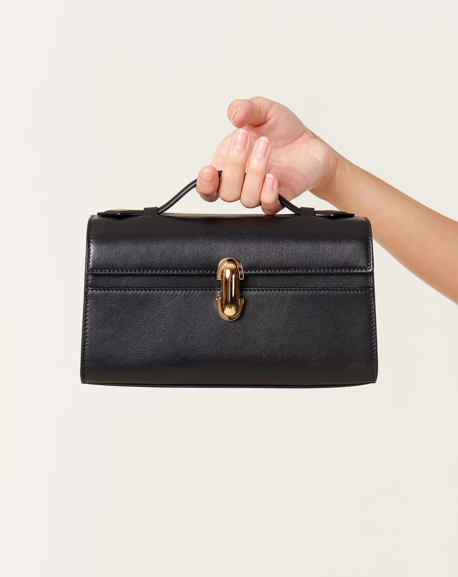 Savette Symmetry Black Pochette Handbag – Elegant Designer Clutch for Women