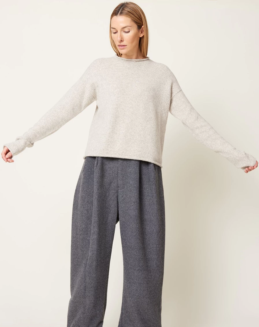 Lauren Manoogian Soft Crewneck Sweater in Carrara - Luxurious Women's Knitwear