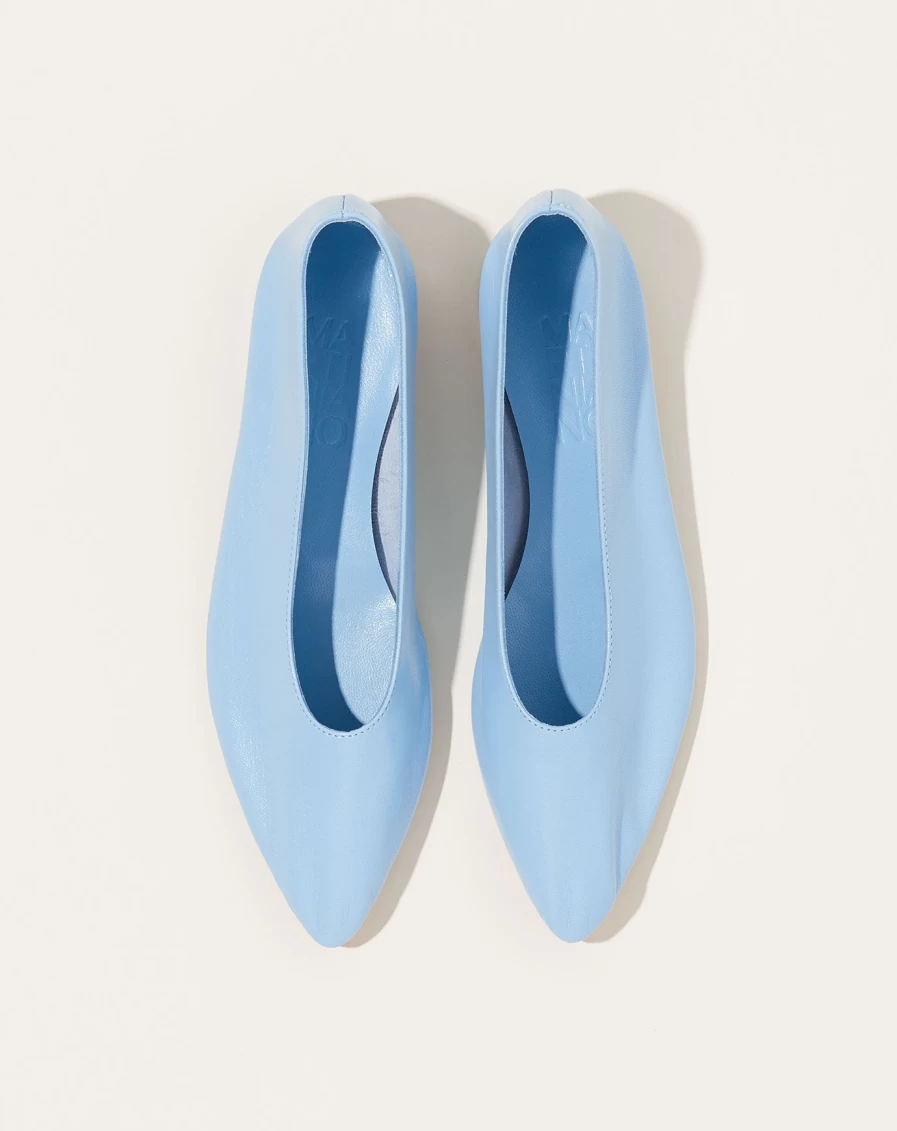 "Martiniano Light Blue Party Flats | Elegant Women's Ballet Flats for Evening Events"