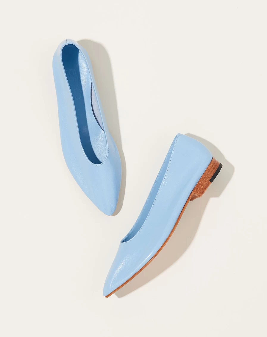 "Martiniano Light Blue Party Flats | Elegant Women's Ballet Flats for Evening Events"