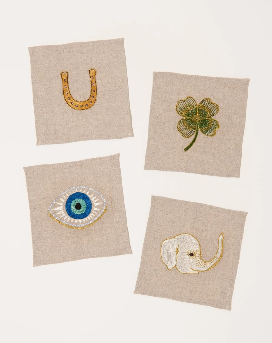 Coral Tusk Good Luck Cocktail Napkins - Premium Printed Paper Napkin Set for Parties & Celebrations