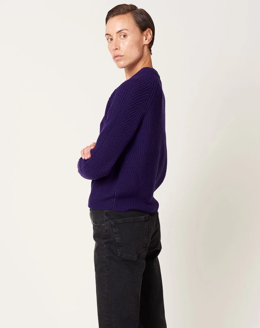 Demylee Women's Chelsea Purple Night Sweater - Soft Knit Pullover Top