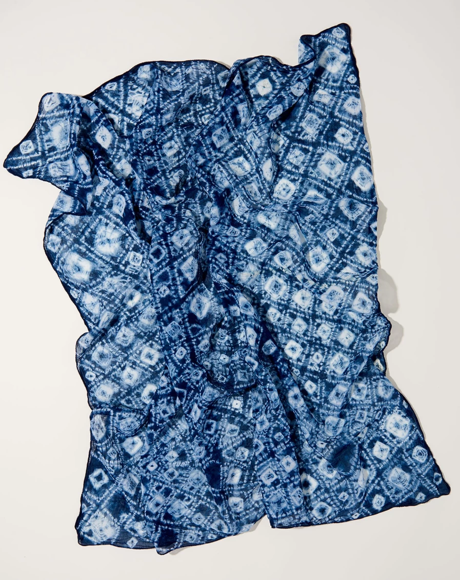 Auntie Oti Indigo Squares Bandana - Stylish Cotton Scarf for Men & Women