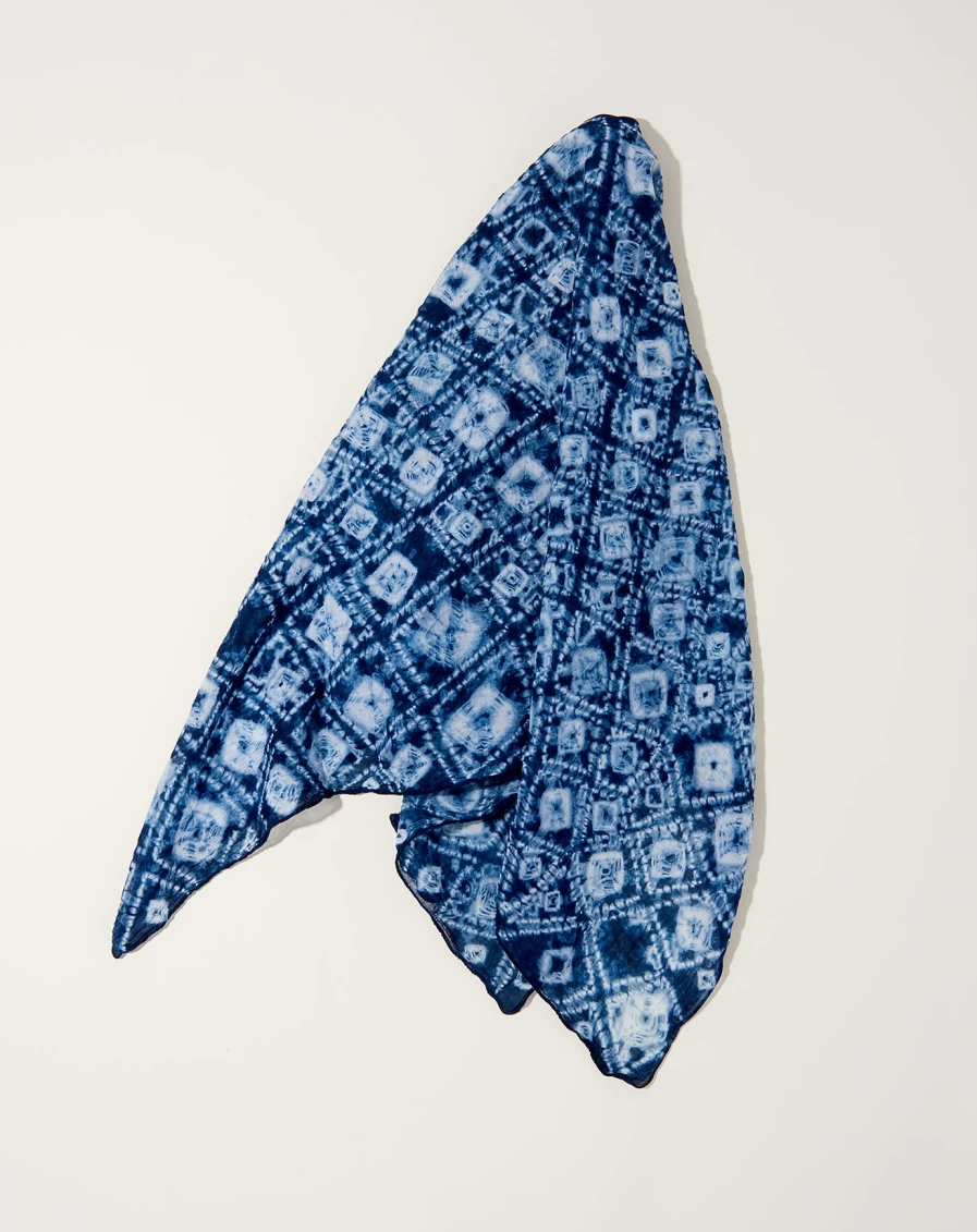 Auntie Oti Indigo Squares Bandana - Stylish Cotton Scarf for Men & Women
