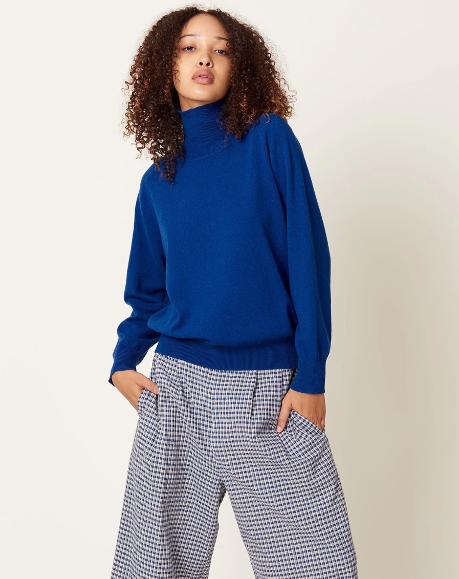Demylee Nansen Danish Blue Turtleneck Sweater for Women