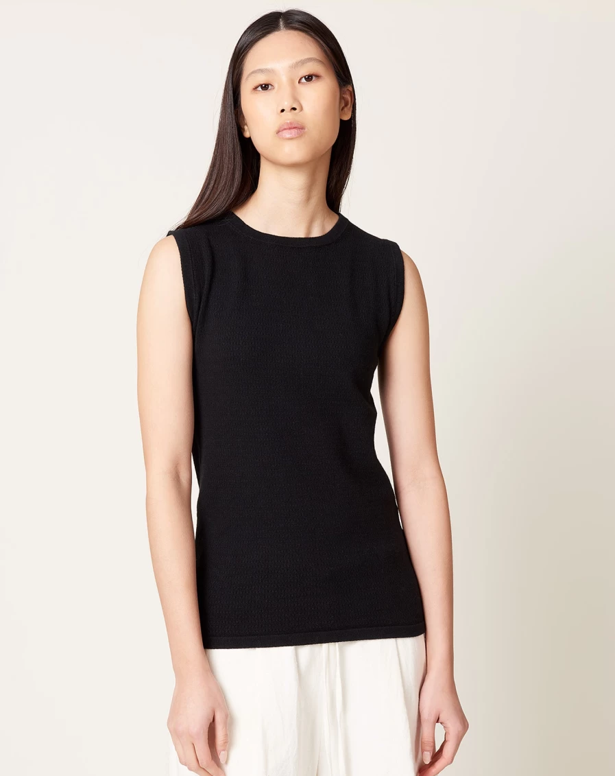 "Lauren Manoogian Black Fine Mesh Shell - Lightweight Knit Cardigan"