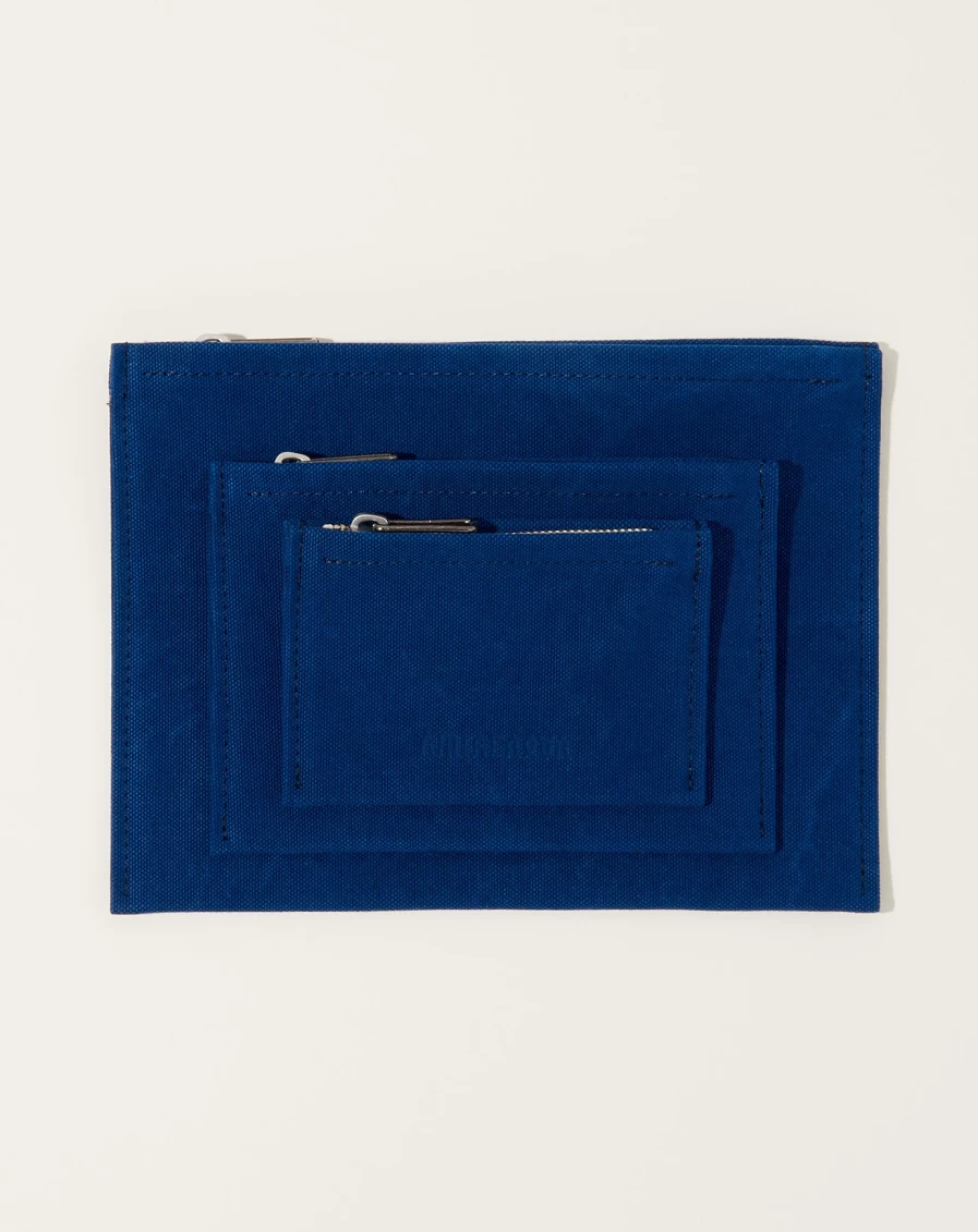 Amiacalva Blue Washed Canvas Pouch - Durable & Stylish Eco-Friendly Bag