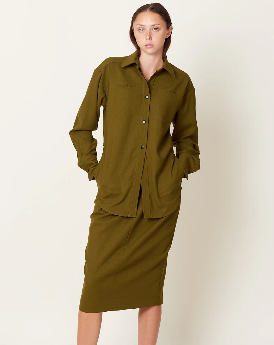 Rachel Comey Olive Green Gries Shirt - Stylish Women's Top