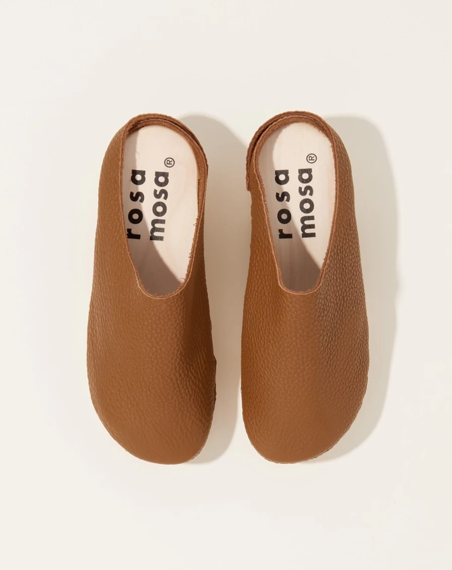 Rosa Moda Leo Brown Clog Shoes - Comfortable Slip-On Wooden Sole