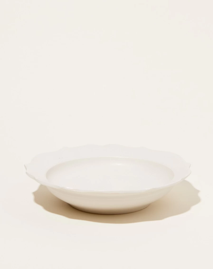 Monohanako White Chakra Pasta Bowl - Handcrafted Ceramic Dish for Mindful Dining