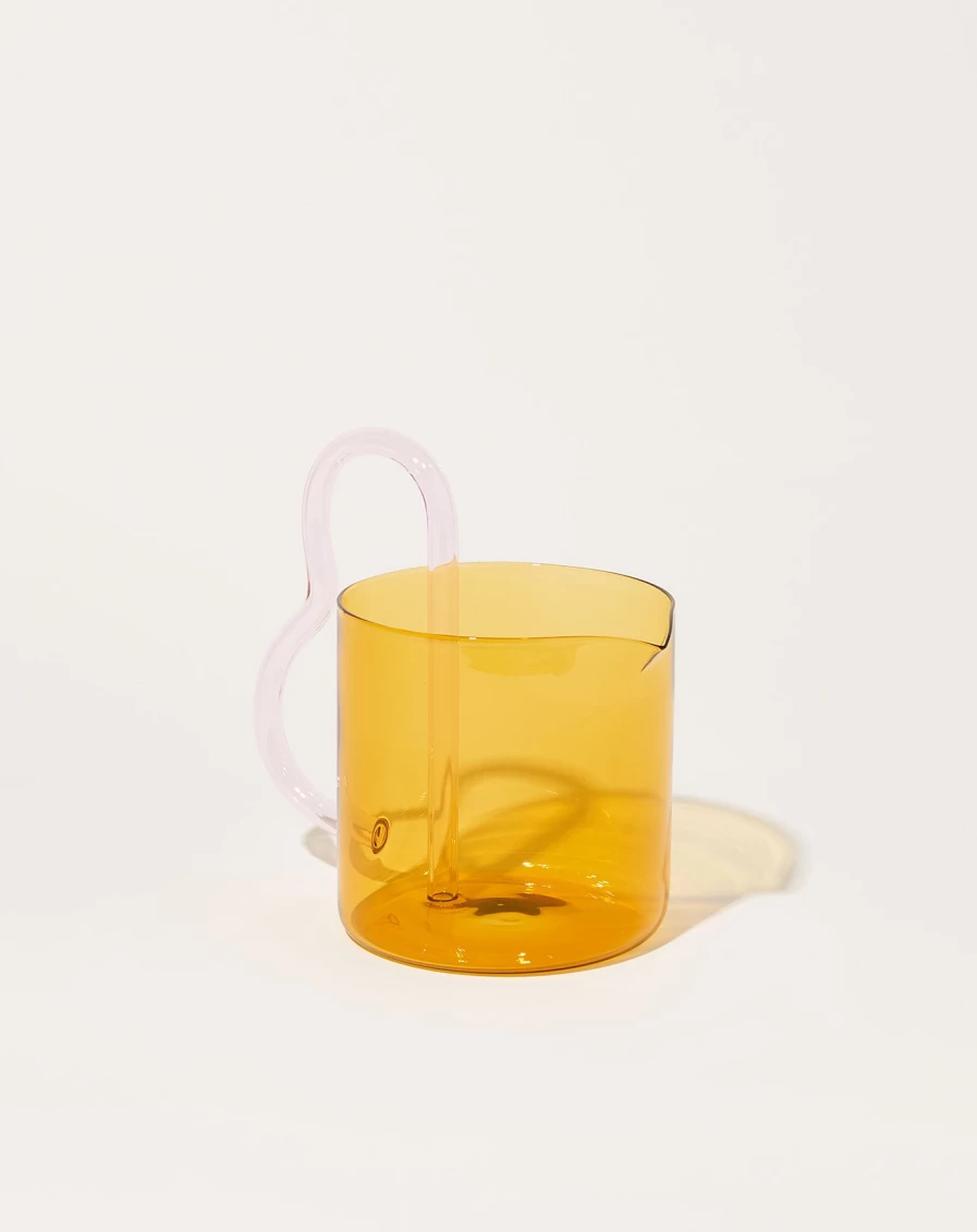 Sophie Lou Jacobsen Yellow and Pink Bean Pitcher - Handmade Ceramic Pouring Vessel
