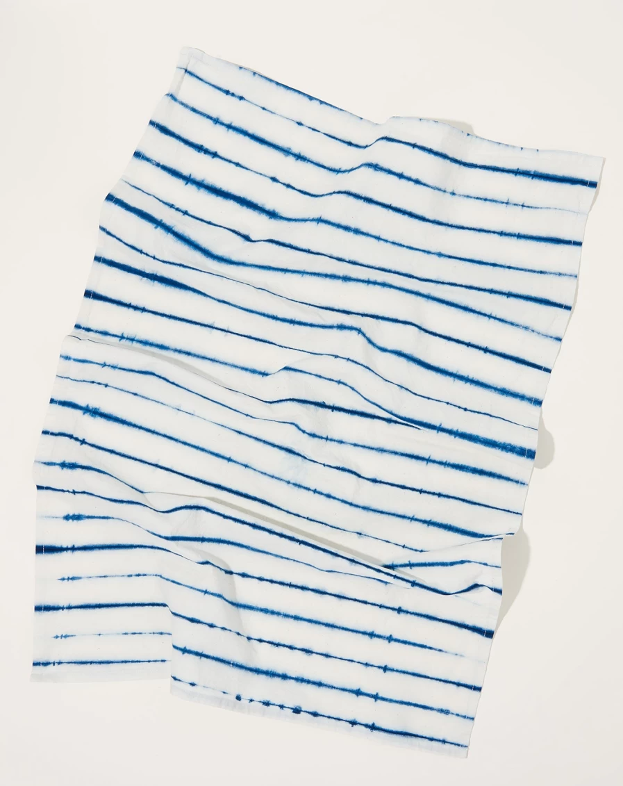Auntie Oti Indigo Blot Tea Towel - Handmade Cotton Kitchen Towel with Unique Dye Pattern