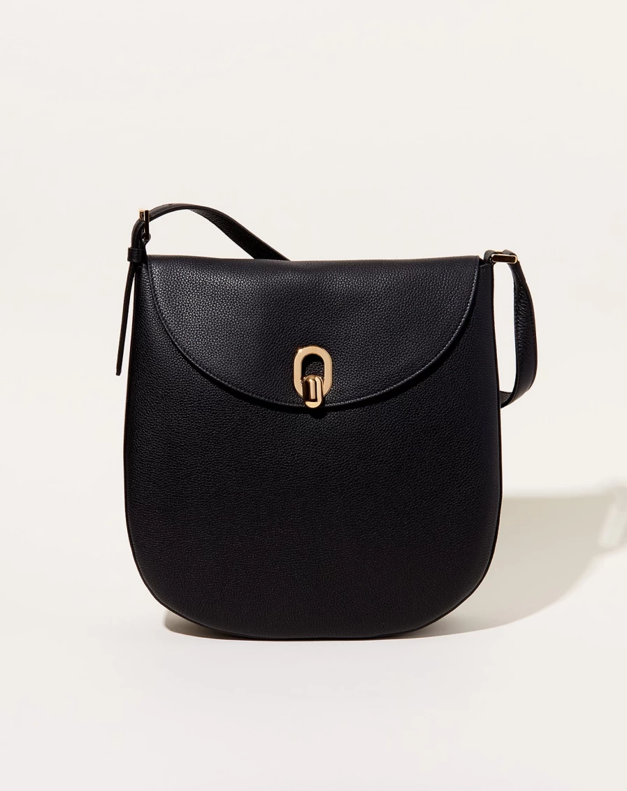 Savette Large Tondo Hobo Bag in Black - Premium Leather Handbag for Women
