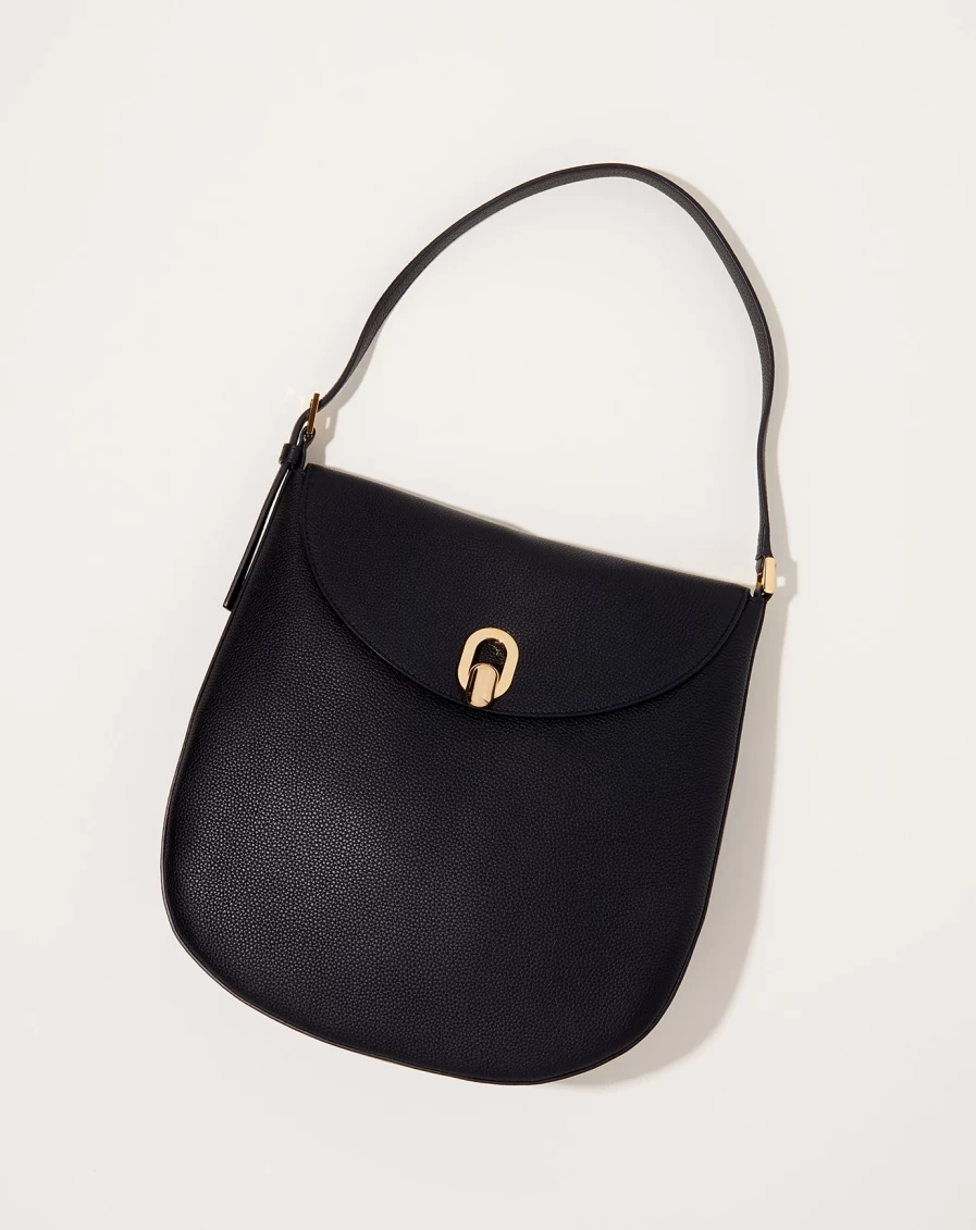 Savette Large Tondo Hobo Bag in Black - Premium Leather Handbag for Women