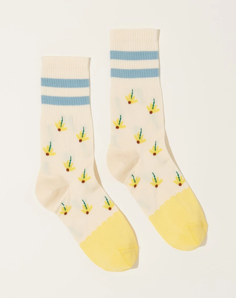 Exquisite J Women's White Daisy Floral Ankle Socks - Soft Cotton Casual Crew Socks