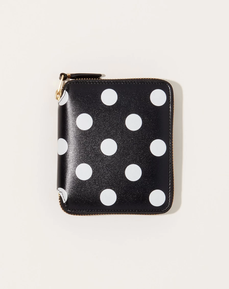 Comme des Garçons Black Polka Dot Printed Full Zip Around Wallet