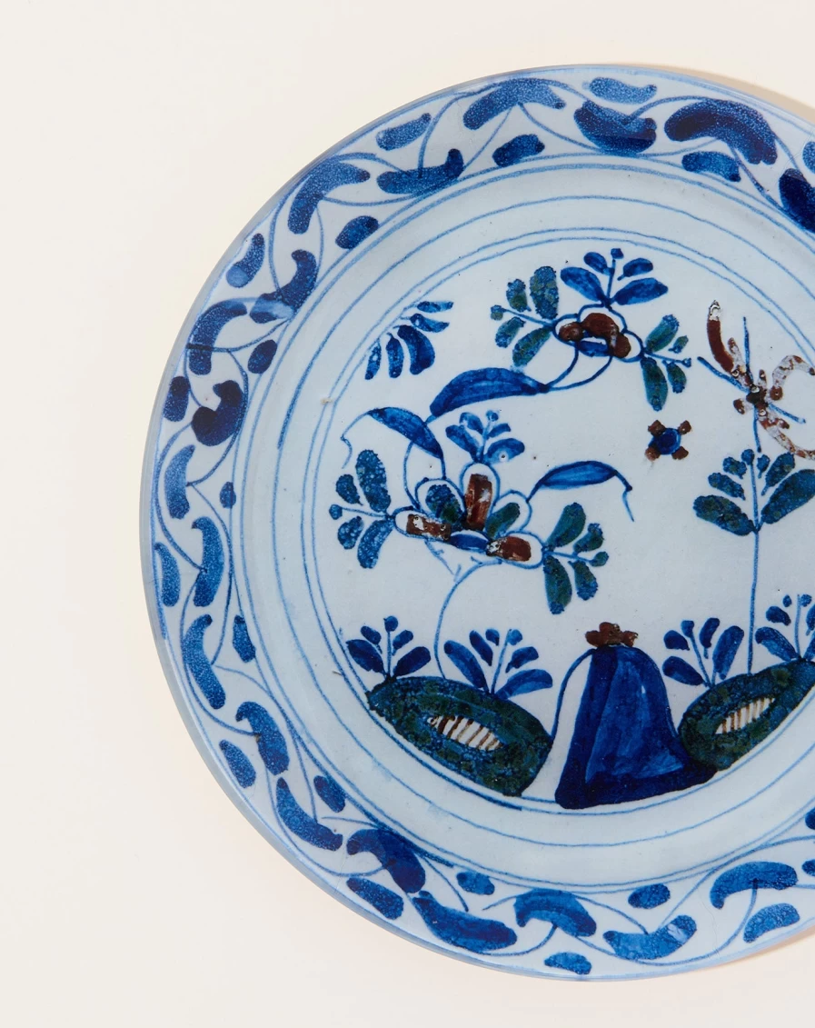 John Derian Delft Blue #6 8-Inch Round Decorative Plate