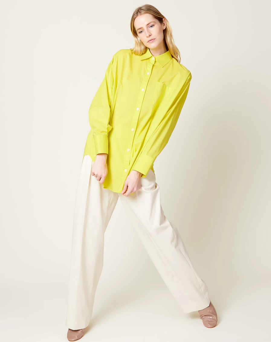 Maria McManus Oversized Acid Yellow Tunic Shirt - Women's Long Loose Fit Blouse