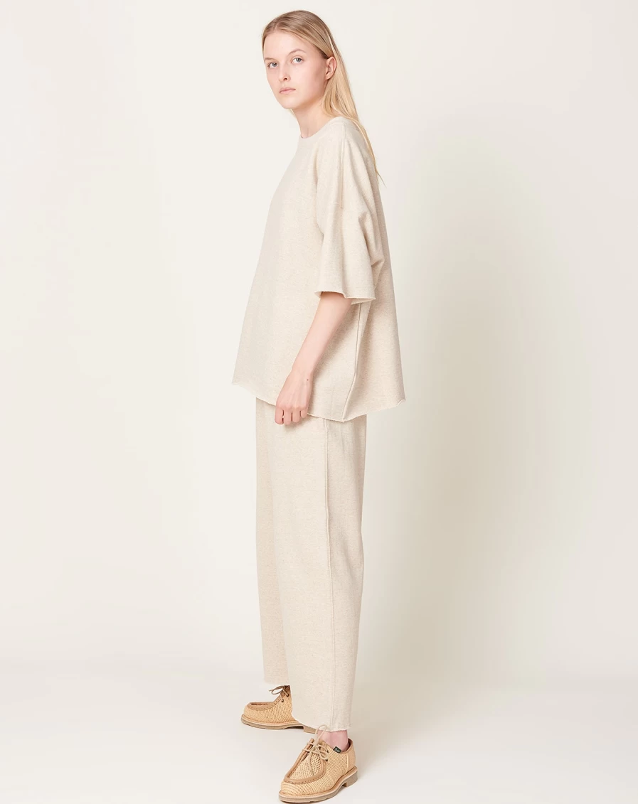 "Ichi Antiquits Natural French Terry Oversized Pullover Sweatshirt"